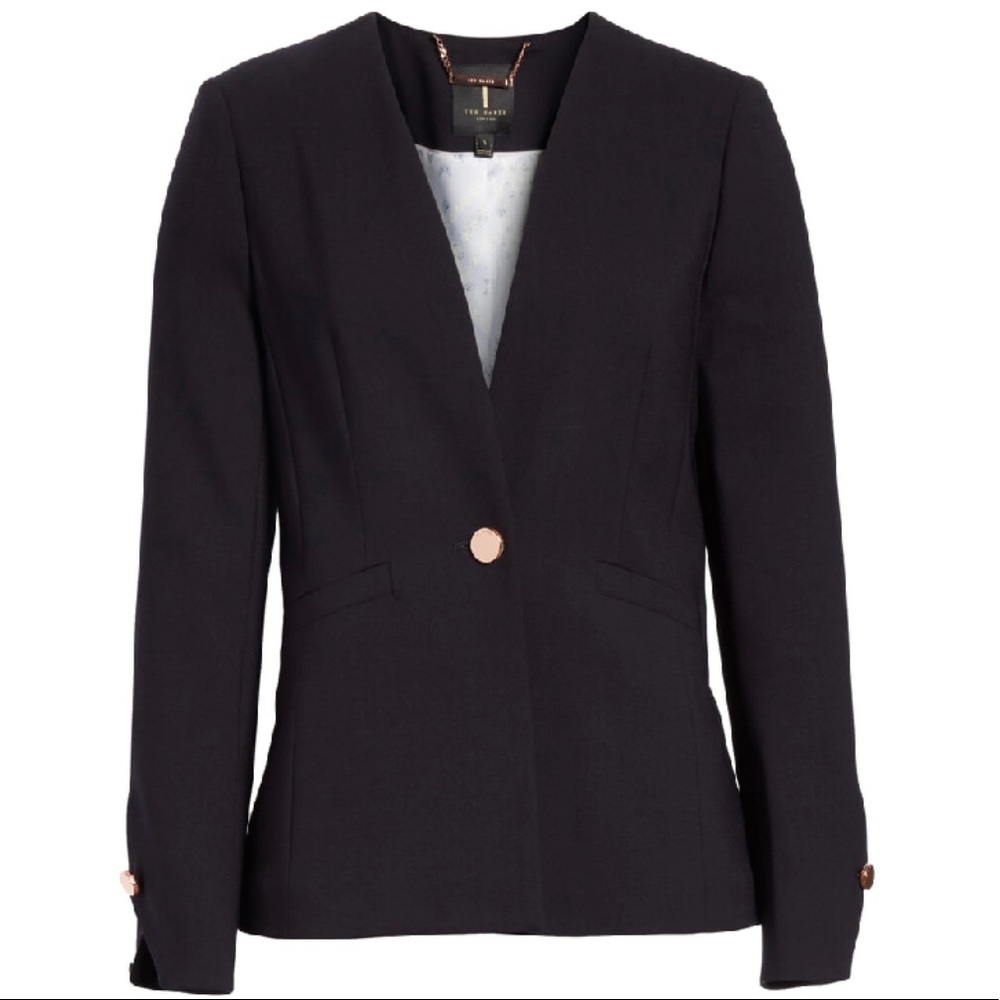 NWT Ted Baker Collarless Tailored Navy Jacket